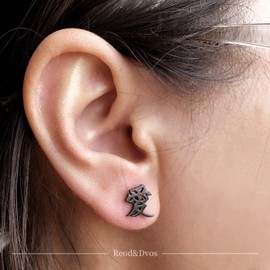 Japanese Love Kanji Earrings Chinese Character Earrings for Men Women, Stainless Steel, No Gemstone