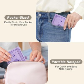 EMSHOI A6 Notebook for Women Men, Small Mini Cute Pocket Notebook, 100gsm Paper, 160 Numbered Pages Note Book, Leather Hardback Notepad, Lined Journal for Work Writing, 9.5 x 14.5 cm - Lightpurple