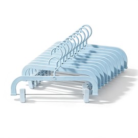20 Pack Pants Hangers with Ribbed Grip, 13.5" Stackable Skirt Hangers, Adjustable Non-Slip Clips for Jeans Shorts Trousers, Space Saving for Kids Teens Adults, Blue