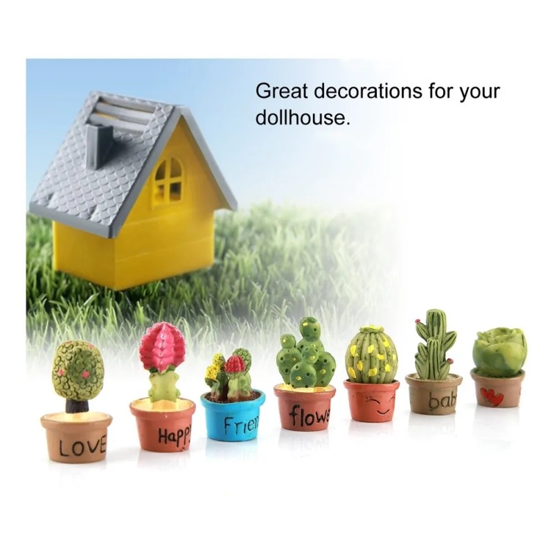 L 7pcs Pequeño Cactus Miniatura Suculentas Plantas Decora Z