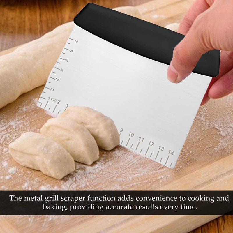 2 PCS Stainless Steel Dough Scraper,Food Scraper with Handle and