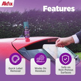 Akfix A104 Sticker Remover Spray - Cleaning Labels on Wood, Glass & Plastic - Safe Decal Remover for Tape, Residue, Gum and Stain Marker, Glue Eraser with Citrus Oil Spray | 6.7 Oz. 12 Pack