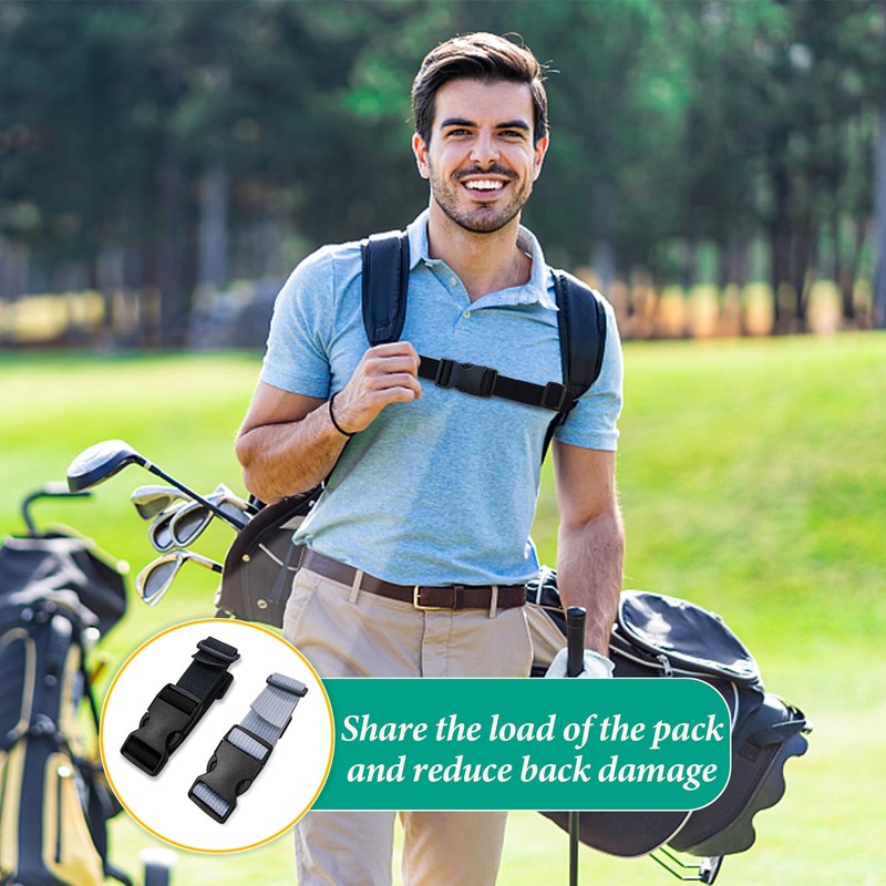 FuninCrea 2 Pair Adjustable Backpack Chest Strap, 2.5cm Backpack Pack