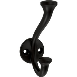 Franklin Brass Casual Farmhouse (5-Pack) Coat and Hat Wall Hooks Double Hooks for Hanging Matte Black Wall Mount Hanger Backpack, Purse, Bag, Towel Organization Decorative Wall Hooks B46707K-FB-C