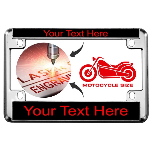 Motorcycle Personalized Chrome Metal (Zinc) Laser Engraved Standard Size License