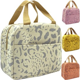 Hyhxich Lunch Bag Women, Insulated Lunch Box for Adult Men, Reusable Lunch Tote Bag for Work,Beach,Picnic or Travel(White beige)