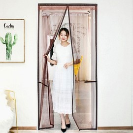 Brown Simple Magnetic Screen Door for Entryway/Door 90x210cm