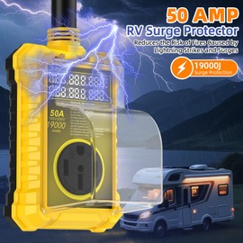 Otytkgo 50 Amp Surge Protector for Rv Waterproof IP67, 19000 J Upgraded RV Power Surge Protector with Safety Certification, RV Adapter Plug for Camper, Circuit Analyzer for Travel Trailers