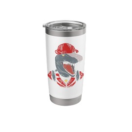 Funny Construction Dinosaur T-Rex Builder Helmet Stainless Steel Insulated Tumbler
