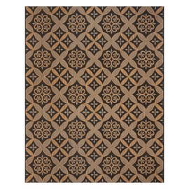 Gertmenian Indoor/Outdoor Flatweave Area Rug - 8x10 Large, Stain & UV Resistant, Ideal for Deck, Patio, Poolside, Mudroom - Niala Floral Chestnut, Black, 25437