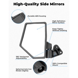 KEMIMOTO Side Mirrors A-Pillar-Mounted Compatible with Polaris Ranger XD 1500/Crew, Side Rearview Mirror for 2024 2025 Northstar Ultimate Premium Accessories Replace#2889099 (Not Fit Door)