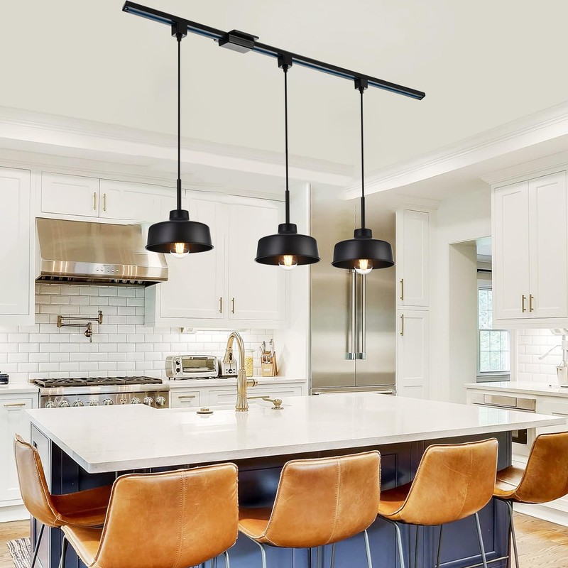 MELUCEE 3 Pack H Type Track Pendant Lighting Black Industrial