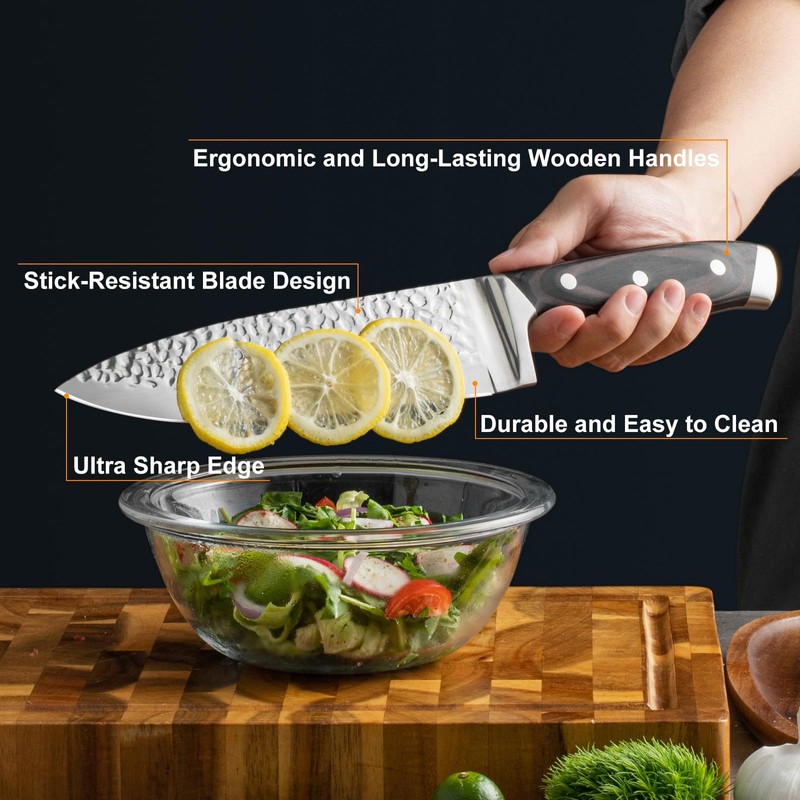 Mealia Kitchen Knife Set with Block, 15-Piece Professional Stainless Steel