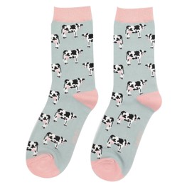 MISS SPARROW Cow Socks Super Soft Breathable Bamboo Blend Womens (UK, Numeric, 4, 7, Regular, Regular, Duck Egg)