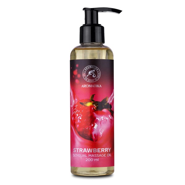 Strawberry Sensitive Massage Oil 200 ml - Edible & Kissable Massage Oil - Almond and Grape Seed Oil Blend - Massage Oil for Aromatherapy - Relaxing Massage Oil - Massage Body Oil