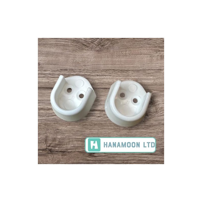 Pack of 2 White Rail End Supports for Oval Wardrobe