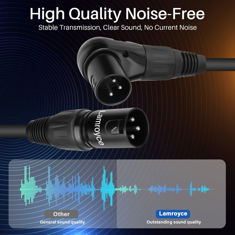 2-Pack Right Angle XLR Microphone Extension Cable Adapter 1.5 Feet,