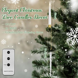 Baquler 24 Pack Christmas Tree Candles with Remote, Hanging Crystal Christmas Icicle Ornaments for Xmas Tree, Flameless LED Taper Battery Operated Candles for Home Winter Decor