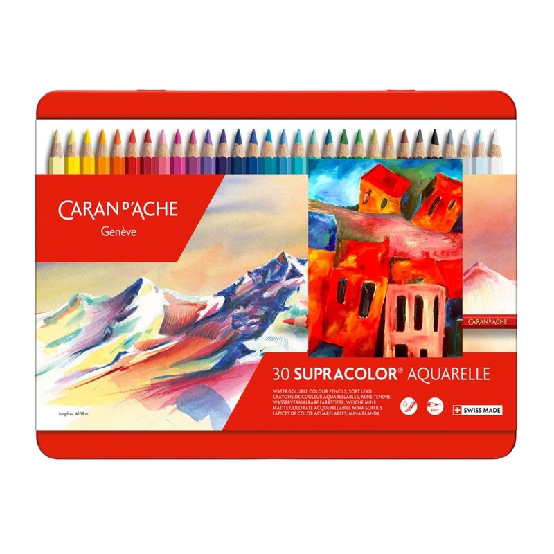 Caran D Ache Supracolor 30 Watercolour Pencils and 1 Card