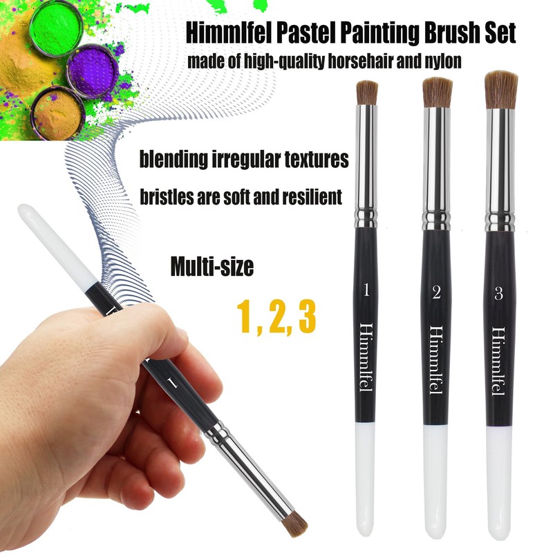 Himmlfel Pastel Painting Brush Set,3 Pcs Blending & Smoothing Brushes
