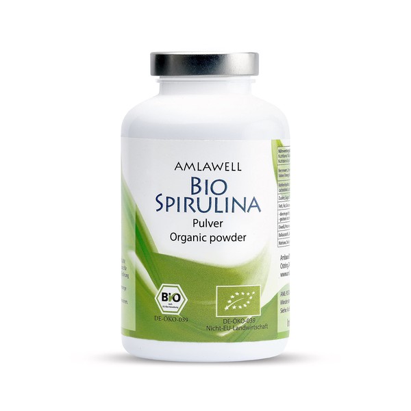 AMLAWELL Organic Spirulina - 250 g Organic Spirulina Powder with Valuable Vital Substances, such as Iron, and High Protein Content
