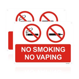 Acuxiaza 2 Pcs No Smoking or Vaping Signs 250 x 180 mm Reflective Aluminum No Smoking Signs Metal Reflective No Vaping Signs For Premises Metal Safety Signs Waterproof UV Protected Indoor Outdoor Use