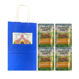Big Top Deals USA Blue Paper Bag with Harvest Snaps Veggie Chips Mango Chile Lime (3oz Bags) – 4-Pack Custom Bundle