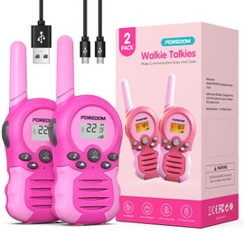 FOREDOM Rechargeable Walkie Talkies for Kids Walkie Talkies Long Range for Boy & Girl Age 3 to 12 Year Old Birthday Toys - 2 Pack Red