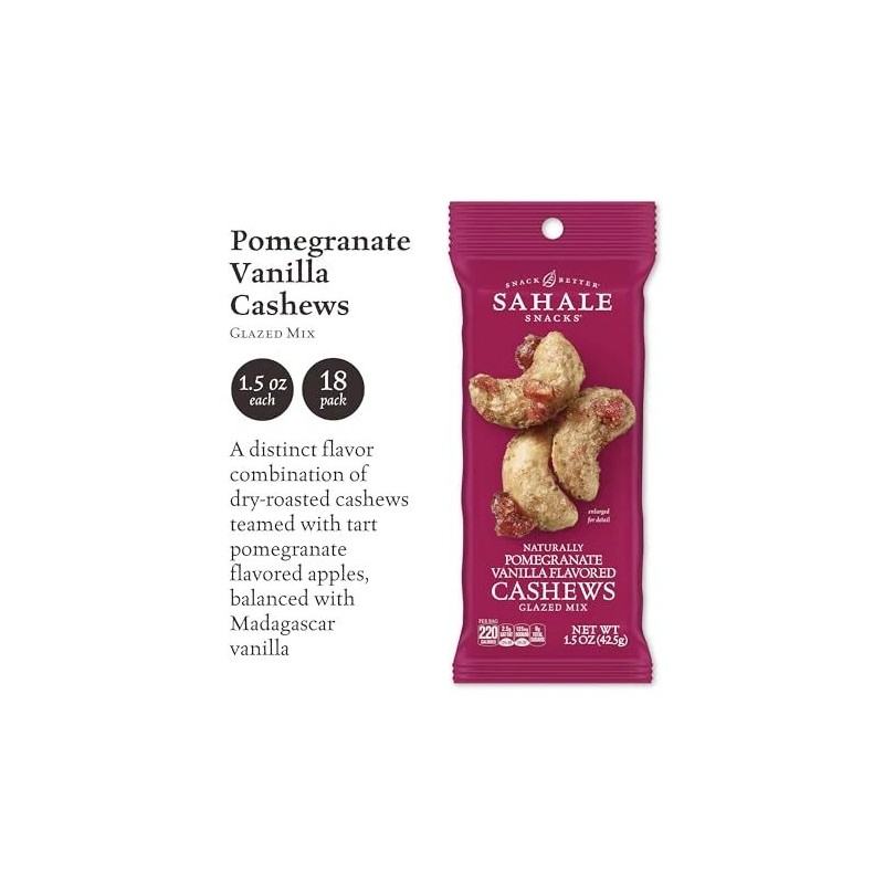 Sahale Snacks Pomegranate Vanilla Cashews Glazed Mix 1.5 Ounce Pack