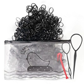 Wosyoodo 1000 Pcs Black Elastic Hair Bands, Hair Elastic Bands, Small Elastic Hair Bands, Hair Rubber Bands for Hair Braids, With Band Removal Hook+2 Hair Braid Tools