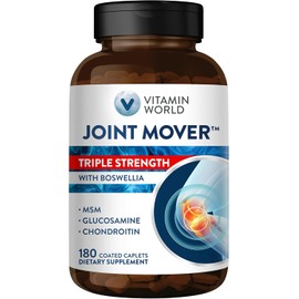 Vitamin World Triple Strength Joint Mover, Glucosamine Chondroitin with MSM Joint Support Supplement, Collagen & Boswellia Serrata Extract, Support Joint Strength, Comfort & Flexibility, 180 Caplets