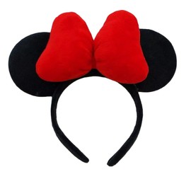JORCEDI Large Soft Red Bow Hair Ornament Mouse Headband For Prom Birthday Party Valentines Costume