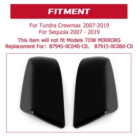 HECASA Gloss Black Side Mirror Cover Cap Replacement For Toyota Tundra Sequoia 07-19 08