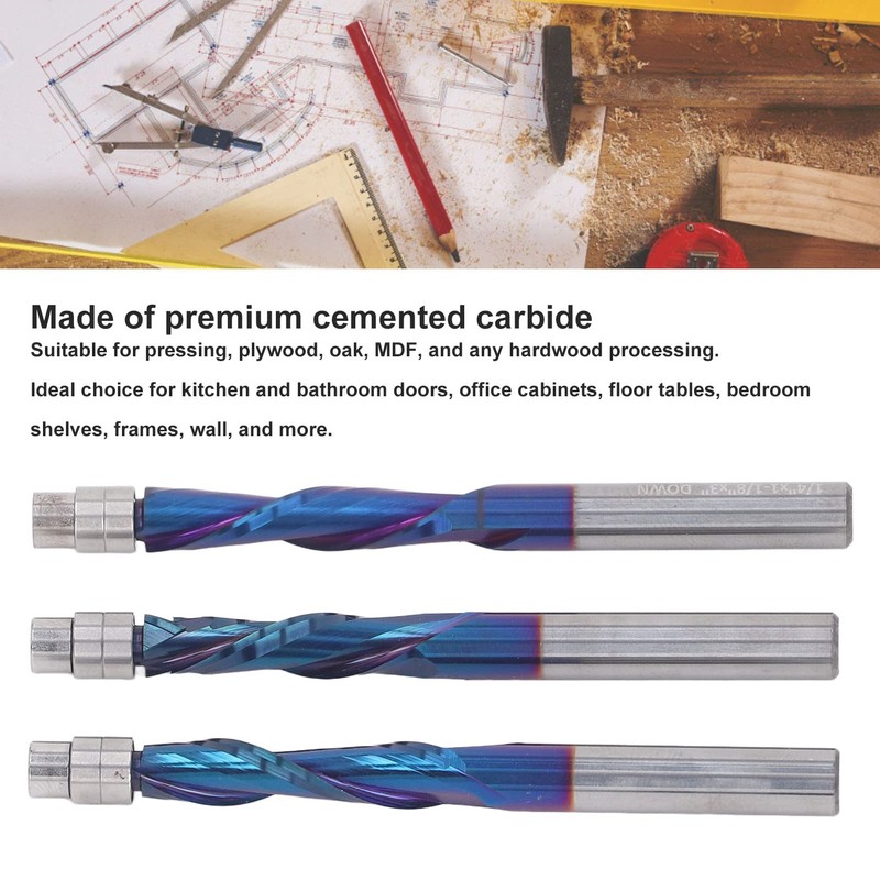 3 Piezas 1/4 Vástago Flush Trim Router Bit Set Carburo