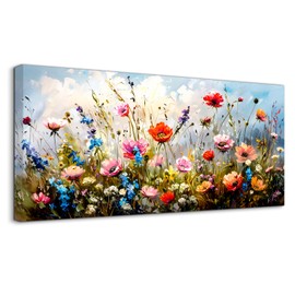 SERIMINO Large Wall Art for Living Room Canvas Prints, Nature Floral Botanical Wall Art Farmhouse Decor, Colorful Flower Market Modern Home Decor Oil Paintings Bathroom Decor Aesthetic 20"X40"