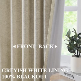 Vision Home Pinch Pleated Full Blackout Curtains Velvet Chenille Room Darkening Curtains 102 inch for Living Room Bedroom Thermal Insulated Pinch Pleat Drapes with Hooks 36" Wx102 Lx2,Oatmeal Tan