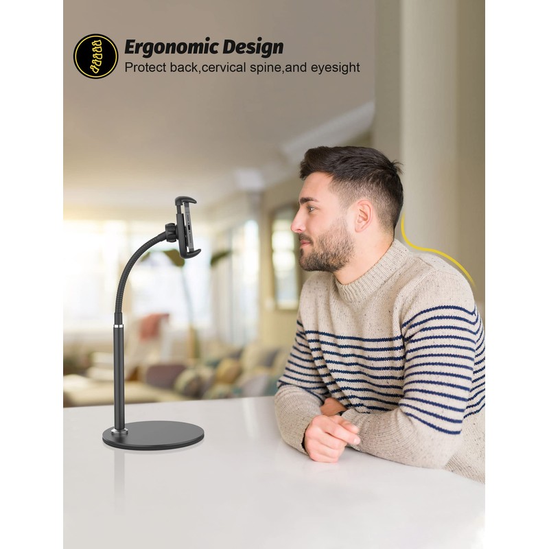 Cell Phone Stand, Adjustable Height & Angle Gooseneck Stand for