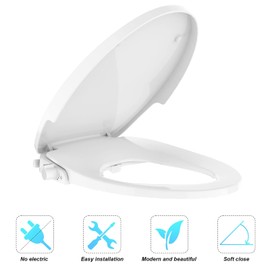Bidet Toilet Seat, Premium Non-Electric Round Bidet Toilet Seats with Dual Nozzle, Easy to Install and Use, Perfect for Personal Hygiene and Comfort(Fits Round Toilets, White)