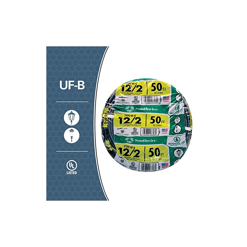 Southwire 13055922 12/2WG UF Wire 50-Foot, Copper