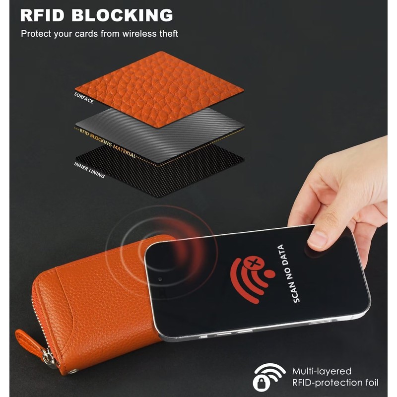 GADIEMKENSD Credit Card Holder RFID Protection Leather Wallet 14 Compartments