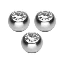 PIERCINGLINE Titanium Screw Ball Set, Crystal, Replacement Balls, Choice of Colours and Sizes, Titanium