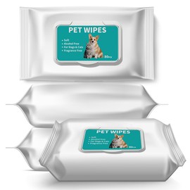 Pet Wipes for Dogs and Cats,All Purpose Cleaning Pet Wipes for Cleaning Pet's Paws,Ears,Butt,Face and Eyes,Unscented Extra Thick Wipes for Quick Dog Cleaning, Easy to Carry(320 Count (Pack of 4))