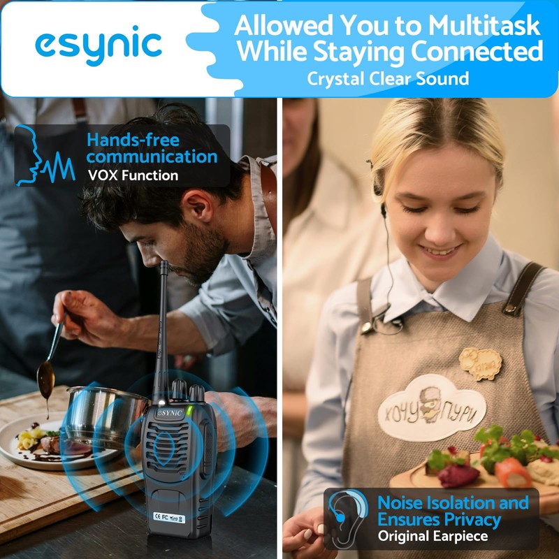 eSynic 6 Pack Walkie Talkies Kit-3 Miles Long Range Walky