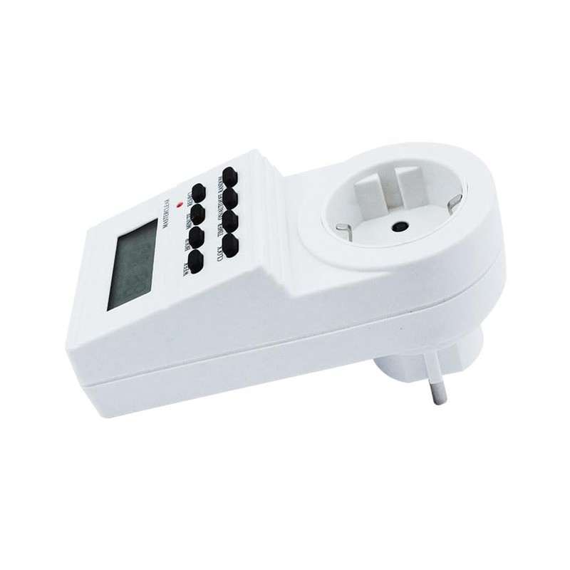White Indoor Timer Socket with 8 Programming Options LCD Display