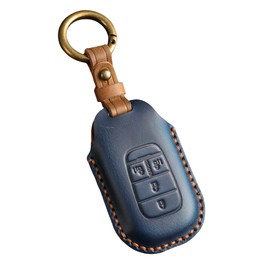 [YANMW] N-BOX Custom JF5 JF6 Key Case Compatible Honda New Step Wagon Key Cover NBOX JF5 JF6 Civic ZR-V Vezel Genuine Leather Key Holder (Sliding Doors on Both Sides, Blue), blue