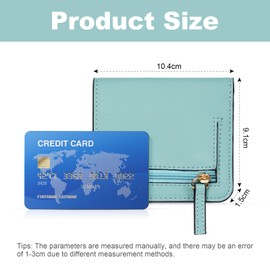 Aucuu Women's Wallet, RFID Blocking Leather Compact Bifold Wallet, Women's 7 Cards Slim Minimalist Card Holder with ID Window, Small Ladies Coin Purse, Light Blue