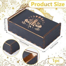 DICOSMETIC 1Pc Wood Tarot Card Box Small Tarot Storage Boxes Moth Card Case Fortune Telling Trinket Keepsake Box Rectangle Magic Cards Holder for Witchcraft Home Decor Stones Jewelry