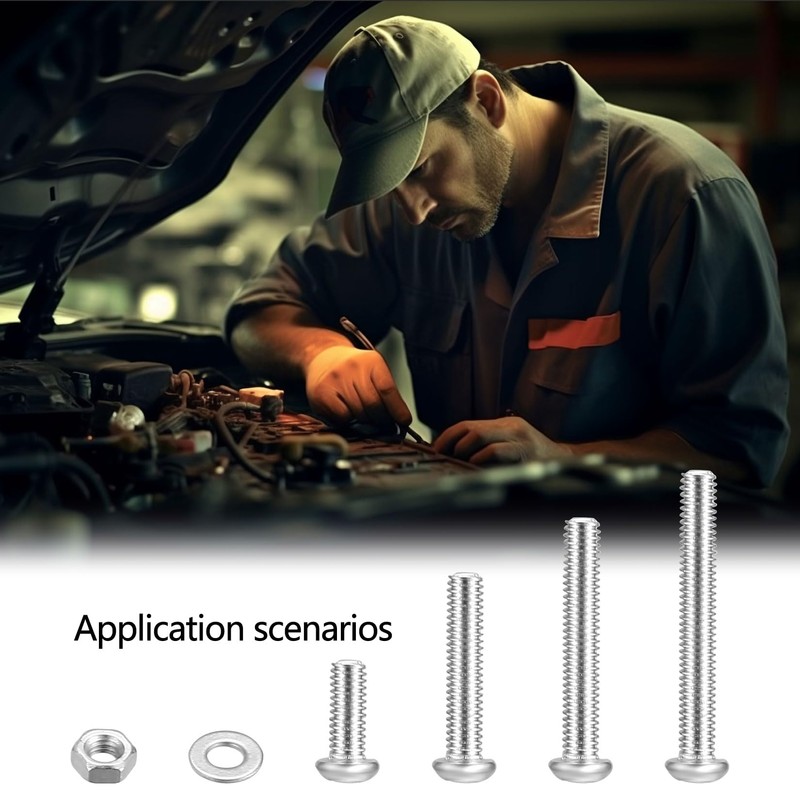 WUJIAQIU M4 Screws Set, 840 Pieces Rounded Head Screws Nuts