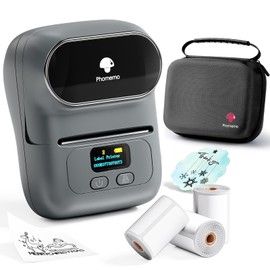 Phomemo M110 Label Printer, Bluetooth Thermal Label Maker Set, Portable Labeling Device for Small Business, Home, School, Sticker Printer with 3 Rolls of Labels and 1 Portable Bag, Grey