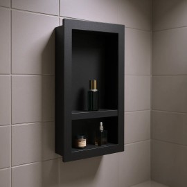 Recessed Wall Shelf For Bathroom Shower 16 X 28 X 4 Inch Dual Tier Wood Minimalist Design Space SavingOverall Size: 16x28 inch, Number of Layers: 2 Layers